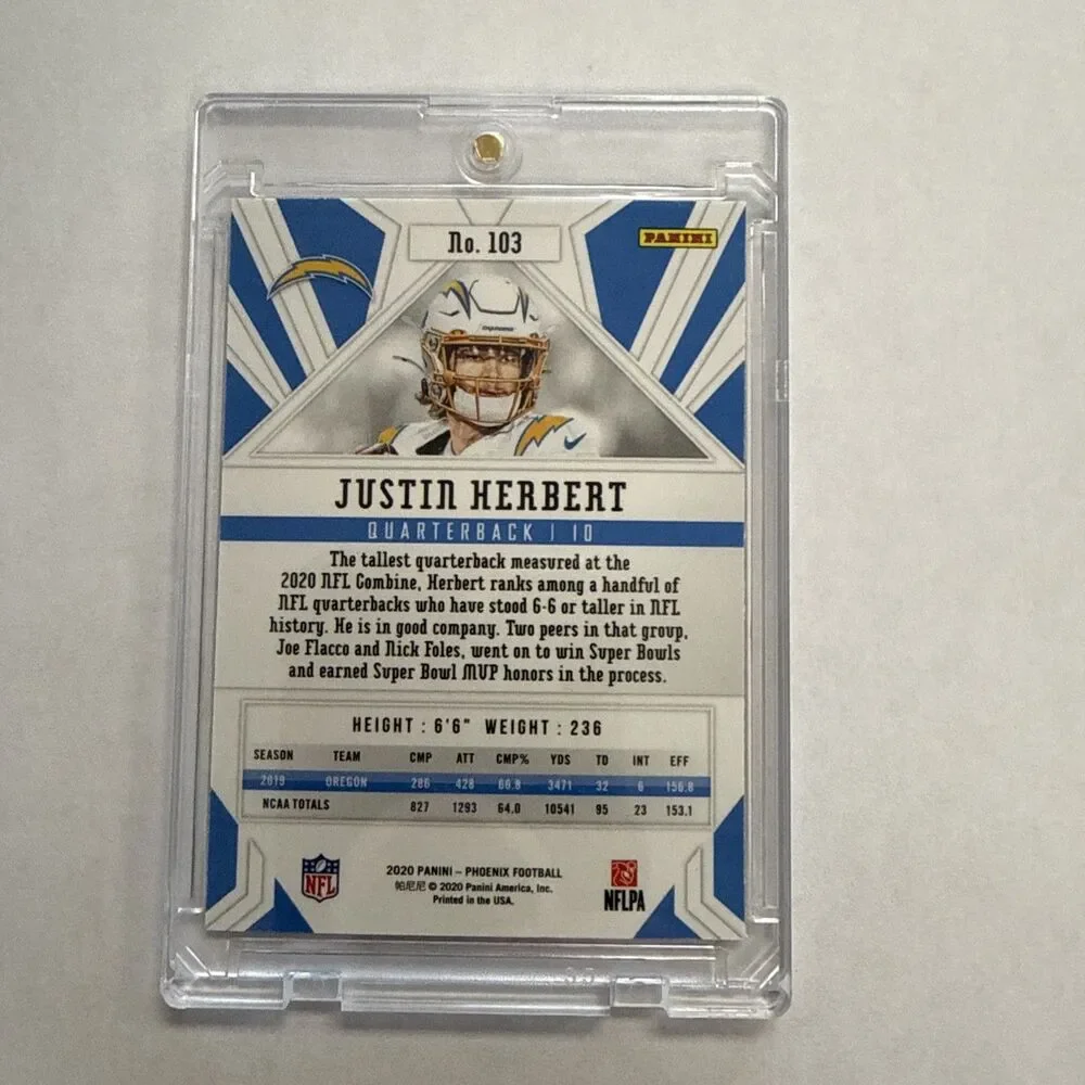 2020 Panini Phoenix JUSTIN HERBERT Chargers Fire Burst #103 Rookie RC